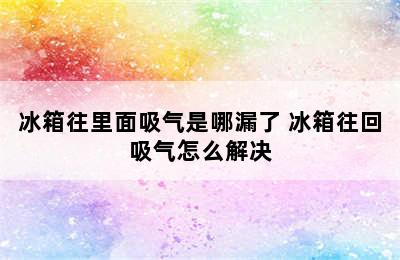 冰箱往里面吸气是哪漏了 冰箱往回吸气怎么解决